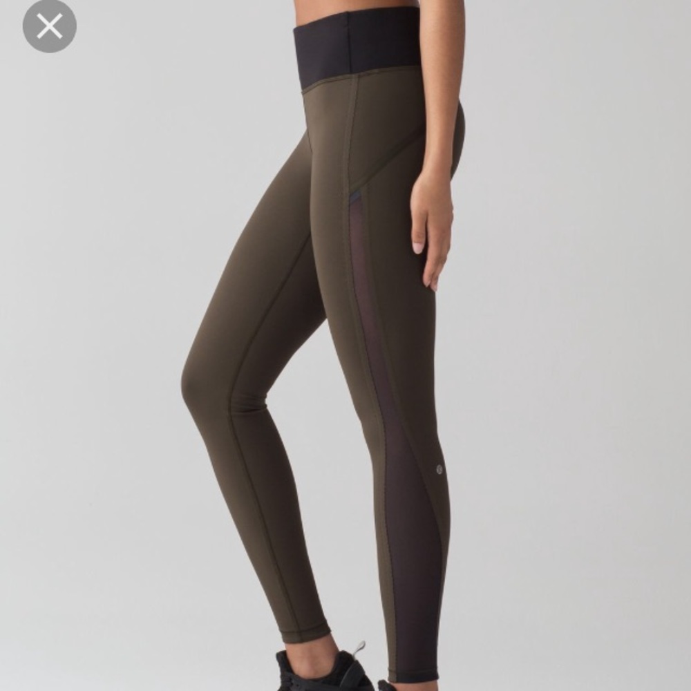 ISO Lululemon olive black mesh smooth stride pant
